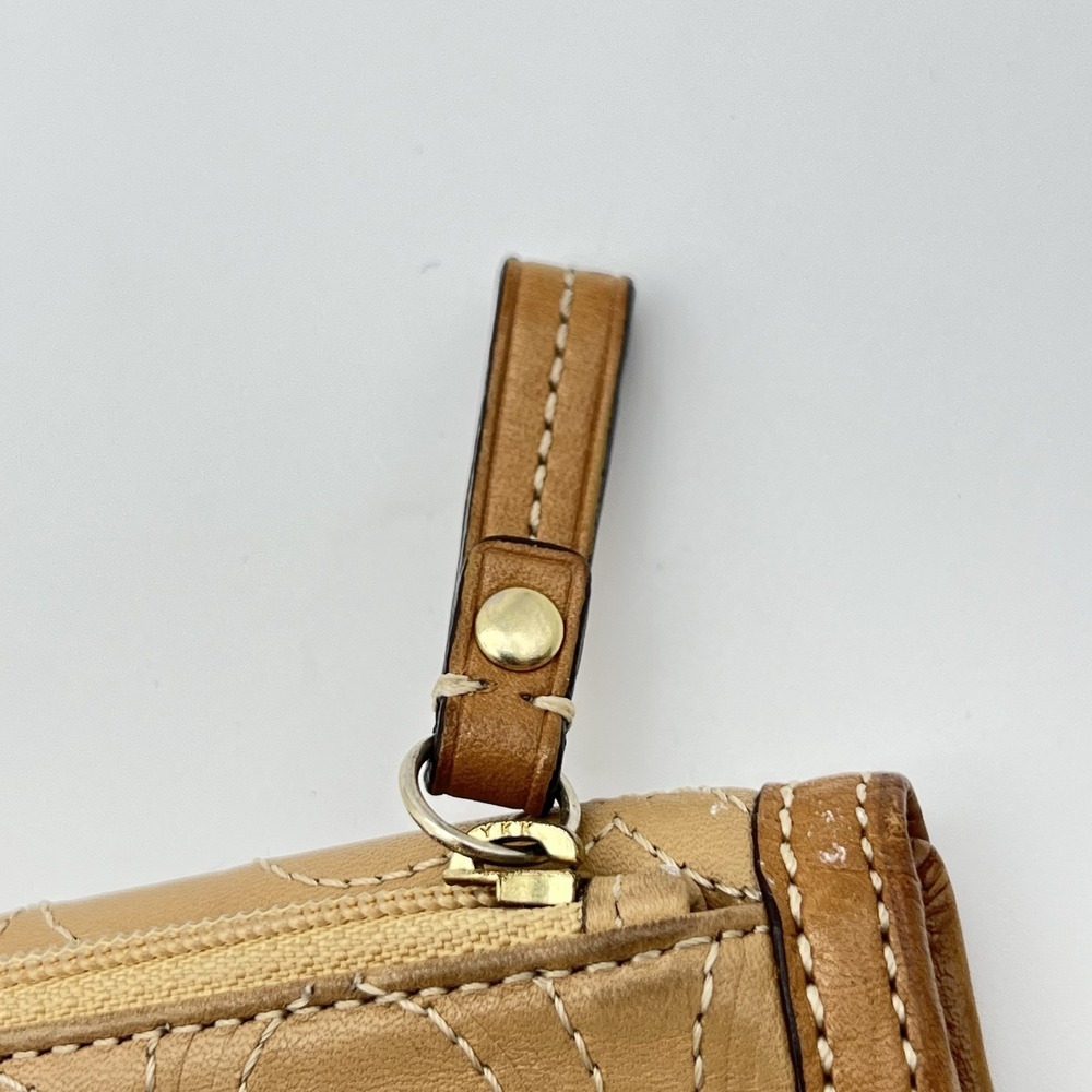 Coach Signature Logo Embossed Leather Tri Fold Stitched Wallet License Window - Picture 12 of 16
